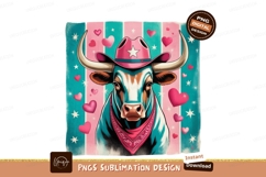 Teal bull pink hat bandana hearts image Product Image 1