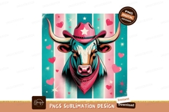 Pink cowboy bull with hearts and stars image Product Image 1