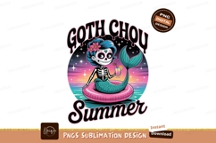 Skeleton mermaid with drink and flowers summer Product Image 1