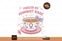 Feminine tea cup with feminist symbols saucer lemon Product Image 1