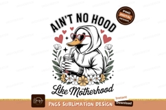 Duck wearing hoodie and heart sunglasses drinking beverage Product Image 1