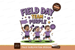 Cheerful children celebrating field day team purple Product Image 1