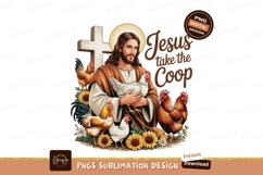 Jesus holding chickens with sunflowers Christ rooster Product Image 1
