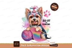 Adorable yorkie knitting rainbow yarn Product Image 1