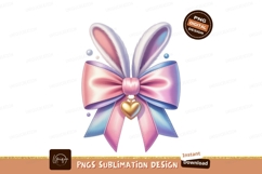 Pastel bunny ears bow with golden heart pink Product Image 1