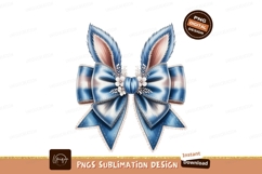 Blue bunny bow with flowers white brown Product Image 1