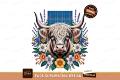 Highland Cow Floral Tartan Portrait lavender Product Image 1