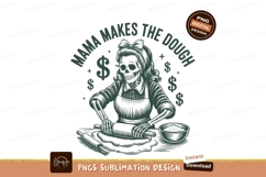 Skeleton woman rolling dough with money symbols image Product Image 1
