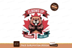 Cheerful beaver with Canadian maple leaf animal cartoon Product Image 1