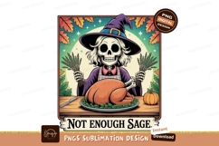 Skeleton witch with turkey and pumpkin autumn Product Image 1