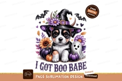 Adorable Halloween puppy with witch hat and ghost image Product Image 1