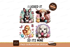 Cute animals eating chocolate easter eggs bunny chick Product Image 1