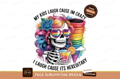 Skeleton with rainbow hair and heart sunglasses image Product Image 1