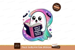 Cute ghost reading book with bats image Product Image 1