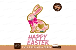 Pink floral bunny with golden heart image Product Image 1