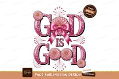 Pink Glitter God Is Good Floral Bow image Product Image 1