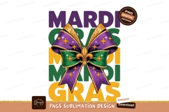 Mardi Gras bow with fleur de lis purple green Product Image 1