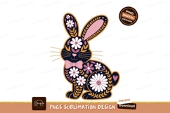 Decorated rabbit with floral patterns decorative pink Product Image 1