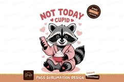 Raccoon enjoying dessert and phone hearts pink Product Image 1