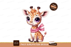 Adorable Giraffe Wearing Pink Scarf baby cute Product Image 1