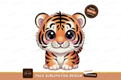 Cute tiger cub with big eyes orange black Product Image 1