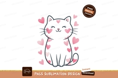 Black cat covered in pink hearts love Product Image 1