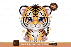 Cute tiger cub with big purple eyes adorable cartoon Product Image 1