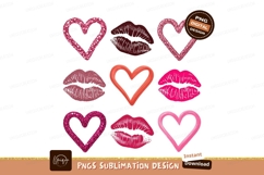 Pink hearts and lips Sublimation P N G orange Product Image 1