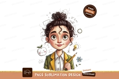 Curly haired girl with pencil and apple green eyes Product Image 1