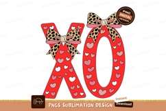 Red X O with leopard bows and hearts image Product Image 1