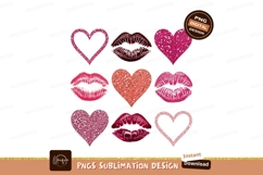 Glittery Hearts And Kiss Prints lips kisses Product Image 1