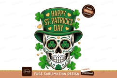 Skull decorated with shamrocks and festive hat clover Product Image 1