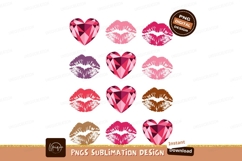 Pink purple brown hearts lips kiss marks image Product Image 1