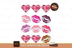 Pink diamond hearts and lipstick kisses diamonds Product Image 1