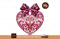 Ornate Heart Bow Gem pink white Product Image 1