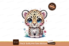 Cute leopard cub with big blue eyes image Product Image 1