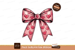 Pink Heart Patterned Ribbon Bow hearts Product Image 1