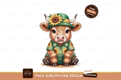 Adorable cow wearing sunflower hat and shirt calf baby Product Image 1