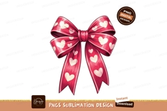 Pink ribbon bow with hearts decoration Product Image 1