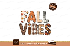 Autumn leaves pumpkins plaid text fall vibes Product Image 1