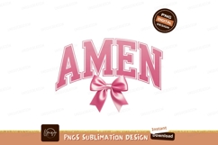 Pink Amen Bow ribbon satin Product Image 1
