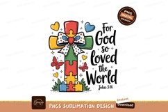 Colorful puzzle cross with butterflies and hearts autism Product Image 1