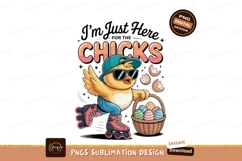 Cool chick roller skating with easter eggs basket Product Image 1