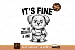 Fluffy dog holding coffee mug puppy beverage Product Image 1