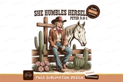 Cowgirl horse cactus fence cross image Product Image 1