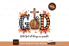 God Autumn Cross Pumpkin Leaves image Product Image 1