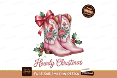 Pink cowboy boots with roses and bow image Product Image 1