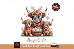Highland Cows Easter Celebration bunny ears Product Image 1