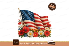 American flag with poppies and daisies image Product Image 1