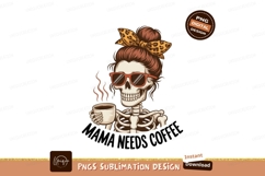 Skeleton with coffee and leopard print bow image Product Image 1